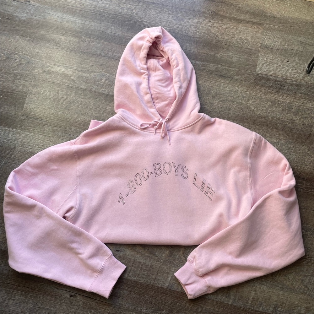 1-800 Boys Lie pink oversized hoodie